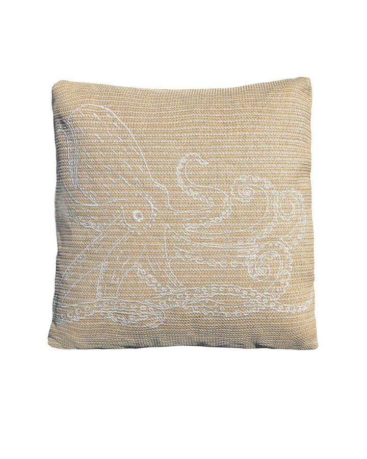 VILEBREQUIN x MX Home - Coussin broderies poulpes -  Beige raphia