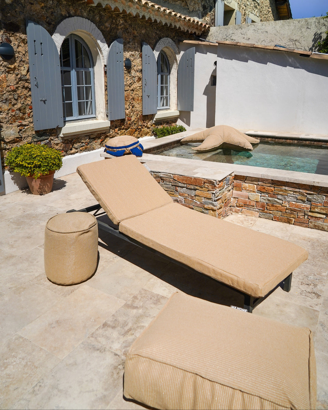Matelas pour transat - Beige ou blanc raphia, ou tissu rayé Bayadère - MXHOME