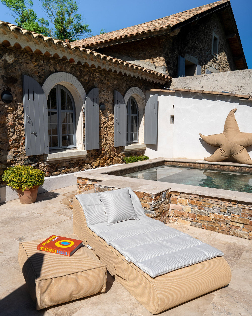 Surmatelas - Lit bain de soleil 1 place - Blanc rayé beige - MXHOME