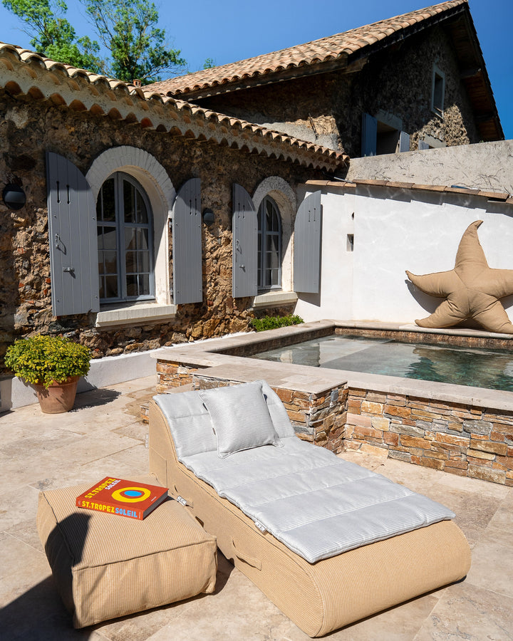 Surmatelas - Lit bain de soleil 1 place - Blanc rayé beige - MXHOME