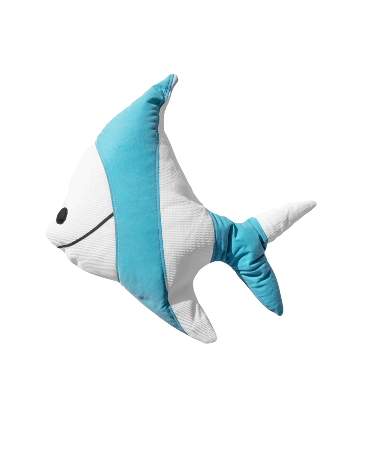 Coussin poisson - Blanc et bleu