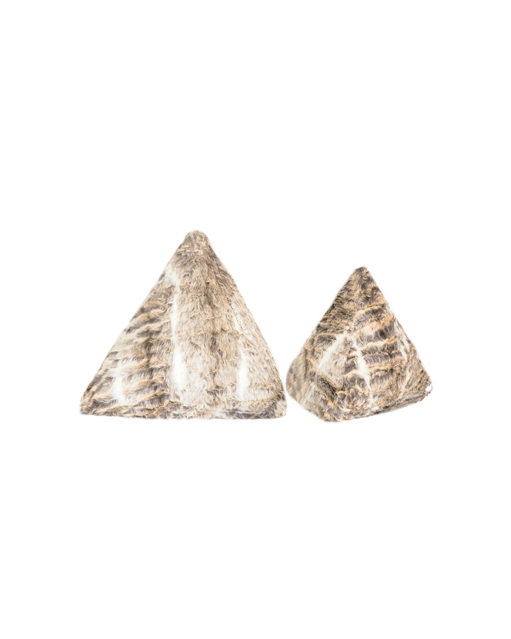 Faux fur pyramid cushion brown