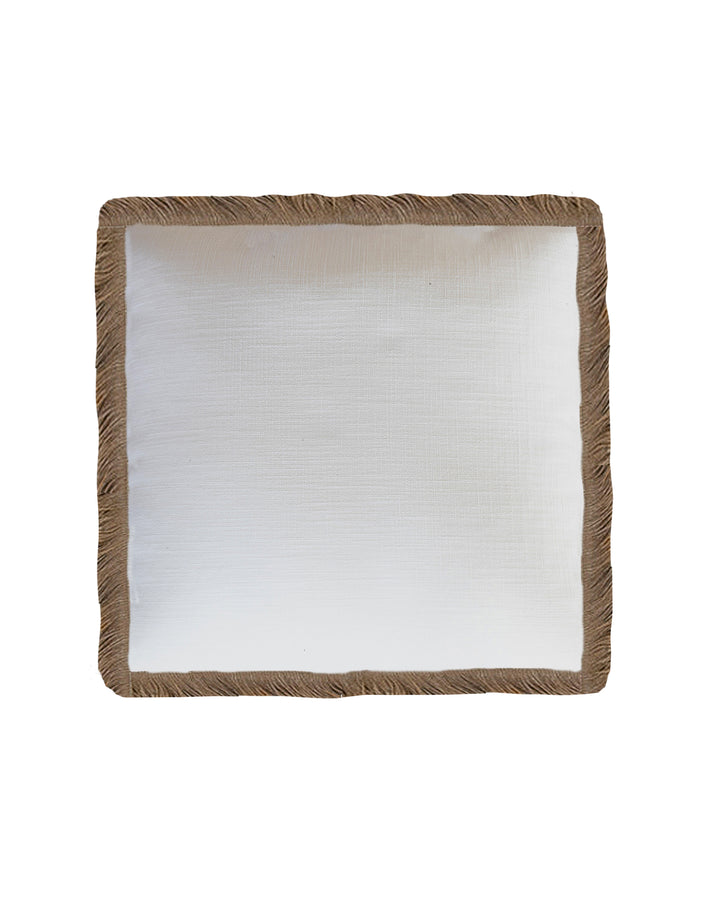 Coussin - Coton lavé avec franges en jute