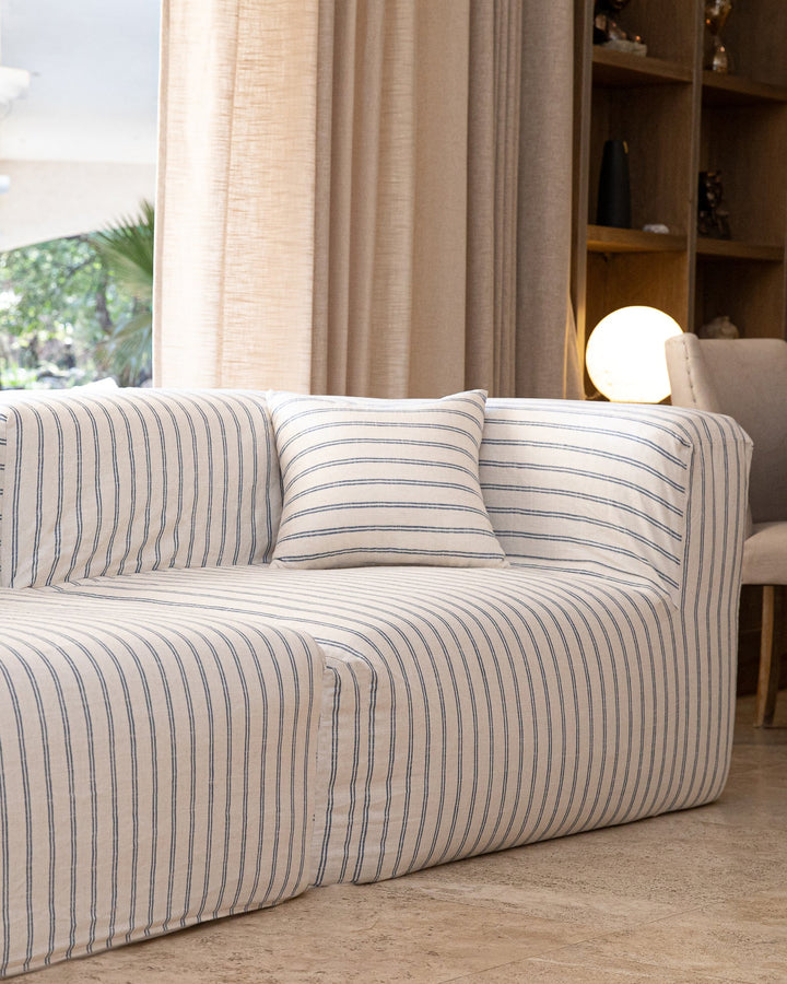 Cushion - Blue striped linen