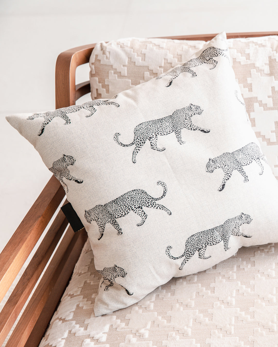 Cojín de leopardo de algodón - Blanco y Negro