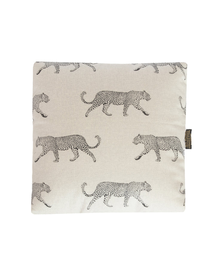 Cojín de leopardo de algodón - Blanco y Negro