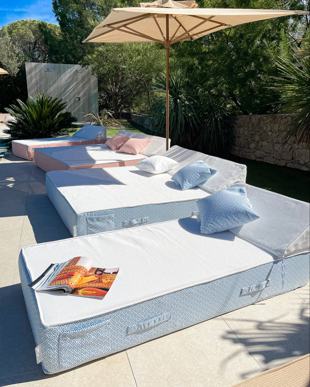 Lit 1 place mousse blanc et bleu - Extérieur - MXHOME