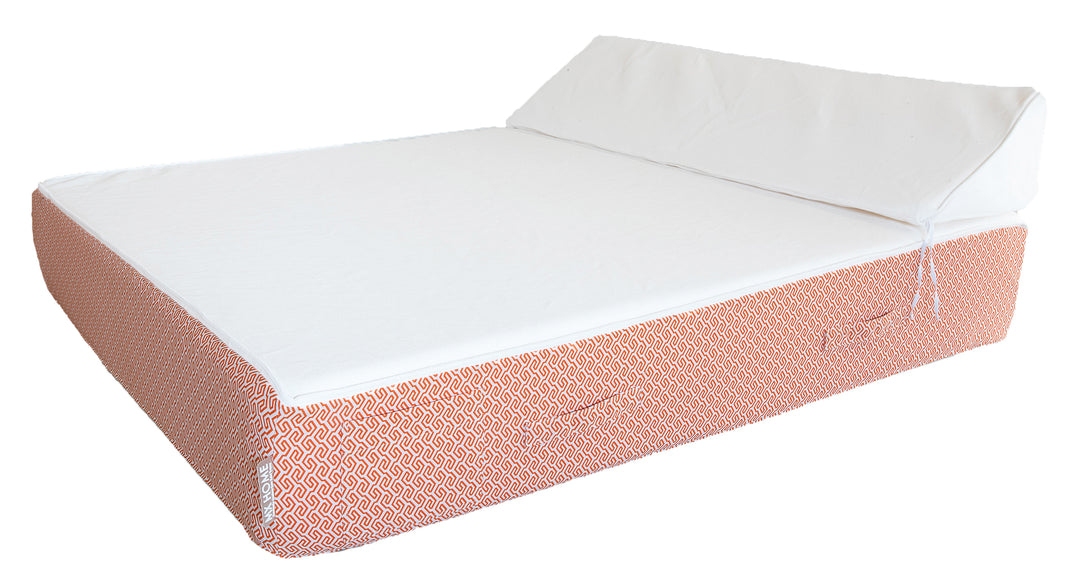 Lit 2 places mousse blanc et orange - Extérieur - MXHOME