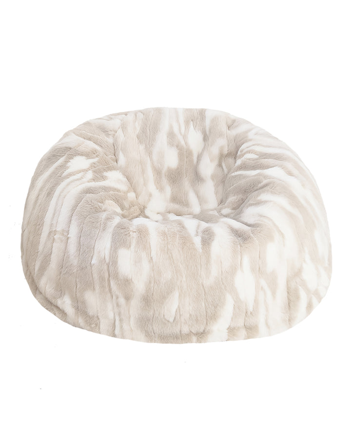 Xl faux fur pouf beige