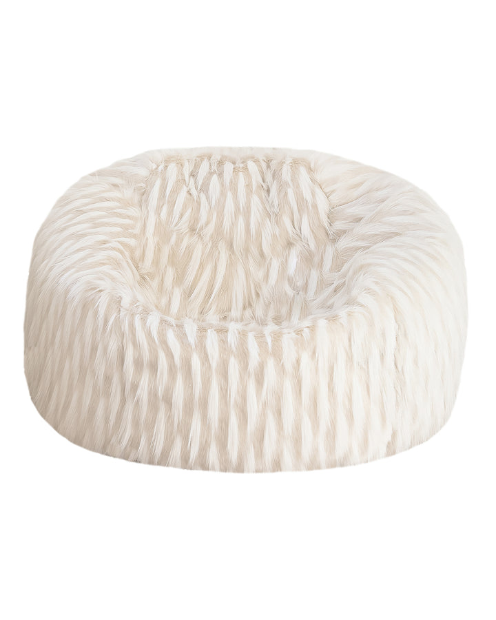 Puf xl de pelo sintético blanco