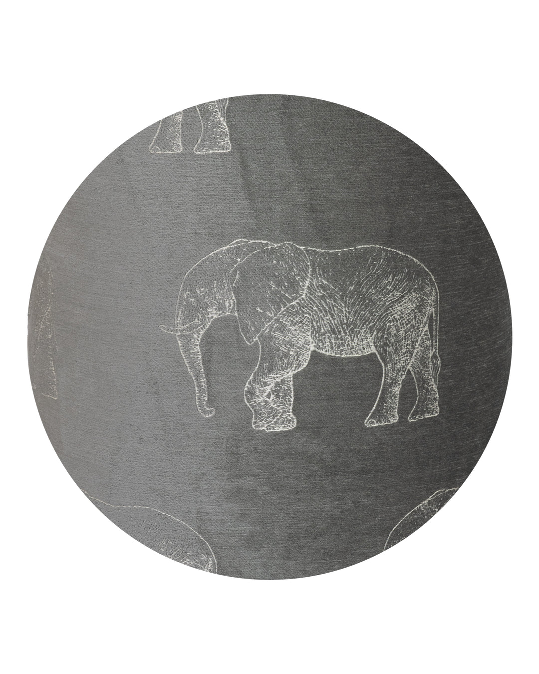 Gray velvet stool with elephant embroidery