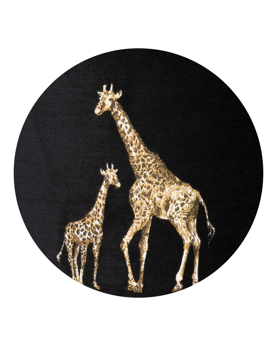 Pouf in velluto nero con giraffe ricamate
