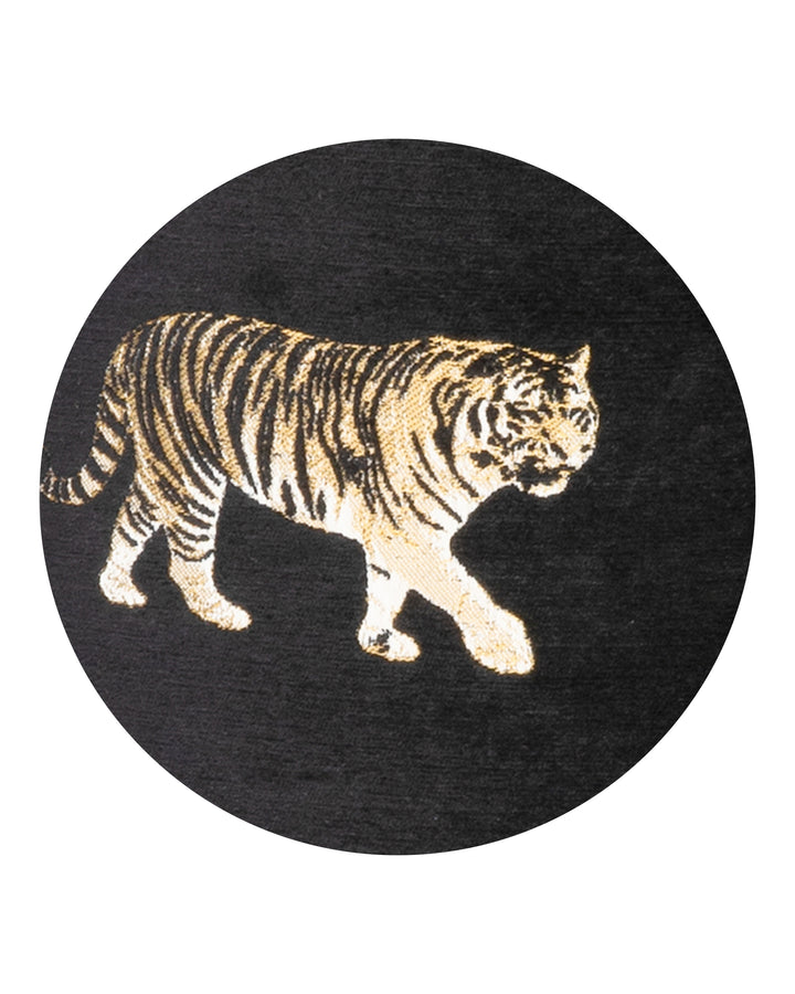 Plaid en velours noir brodés tigres