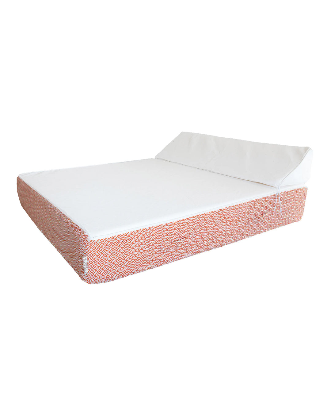 Lit bain de soleil 2 places en mousse - Blanc avec motifs oranges - MXHOME