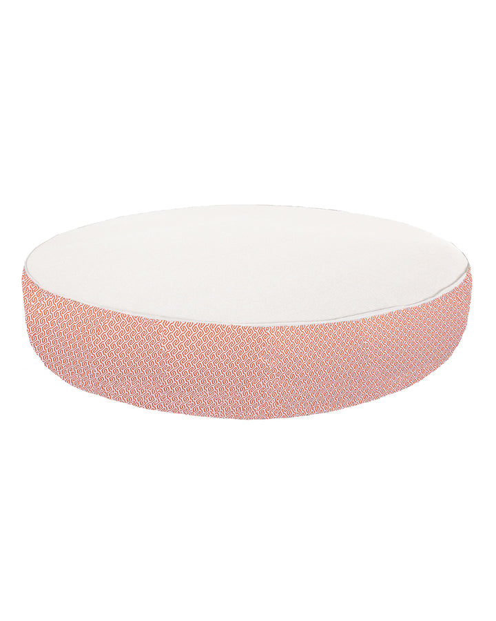 Lit bain de soleil rond en mousse - Blanc avec motifs oranges - MXHOME