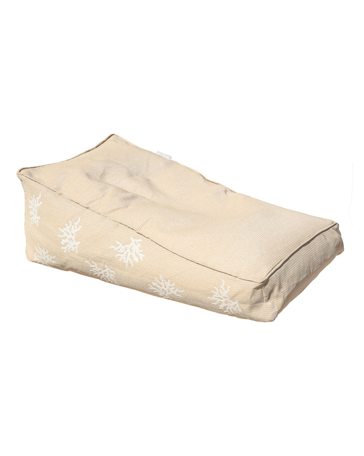 Bain de soleil flottant - Beige raphia avec corail blanc - MXHOME