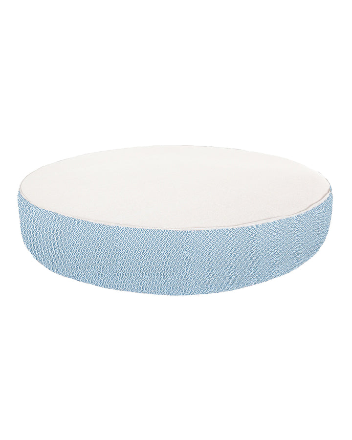 Lit bain de soleil rond en mousse - Blanc avec motifs bleus - MXHOME