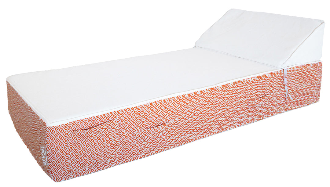 Lit 1 place mousse blanc et orange - Extérieur - MXHOME