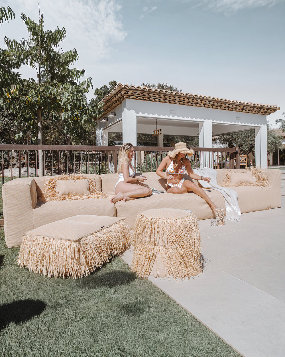 Canapé modulable - Déhoussable 5/6 places - "effet raphia" - Extérieur - MXHOME