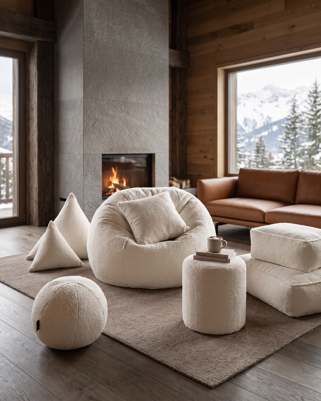 Pouf xl in lana riccia