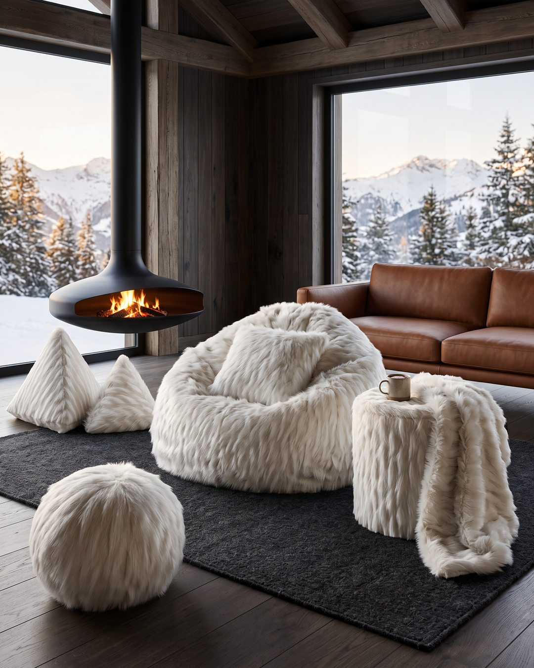 Faux fur throw - white