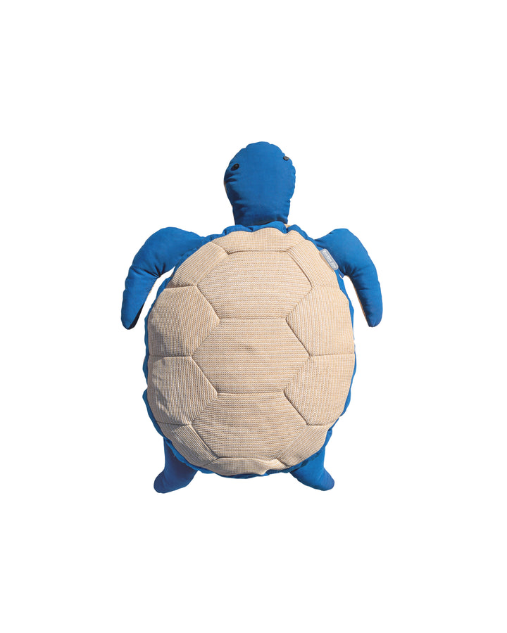 Coussin tortue - Effet raphia et bleu - MXHOME