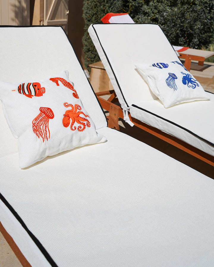 Coussin - Broderies poissons oranges - MXHOME