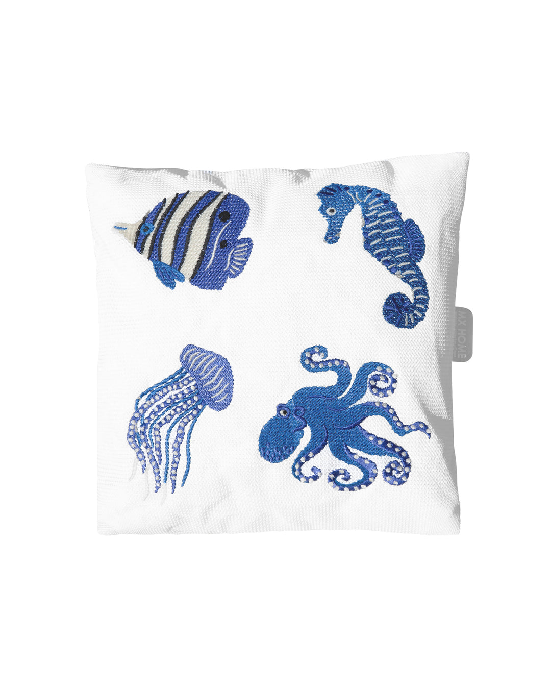 Coussin - Broderies poissons bleus - MXHOME