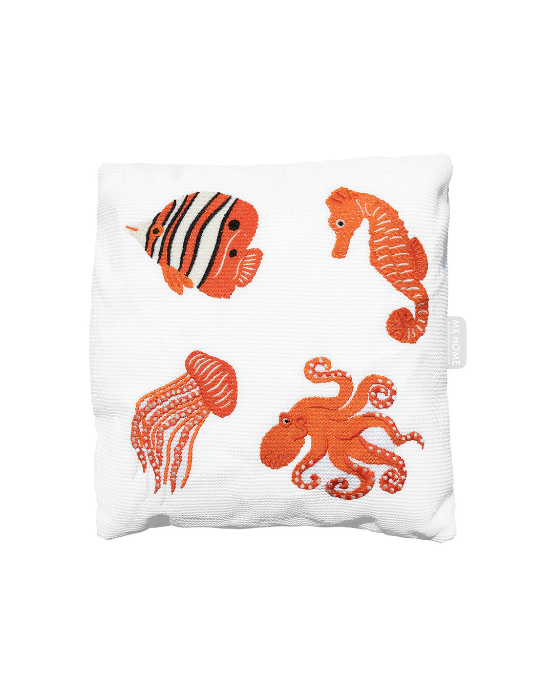 Coussin - Broderies poissons oranges - MXHOME