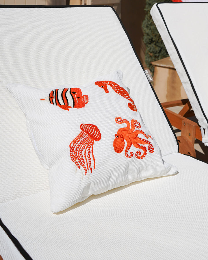 Coussin - Broderies poissons oranges - MXHOME