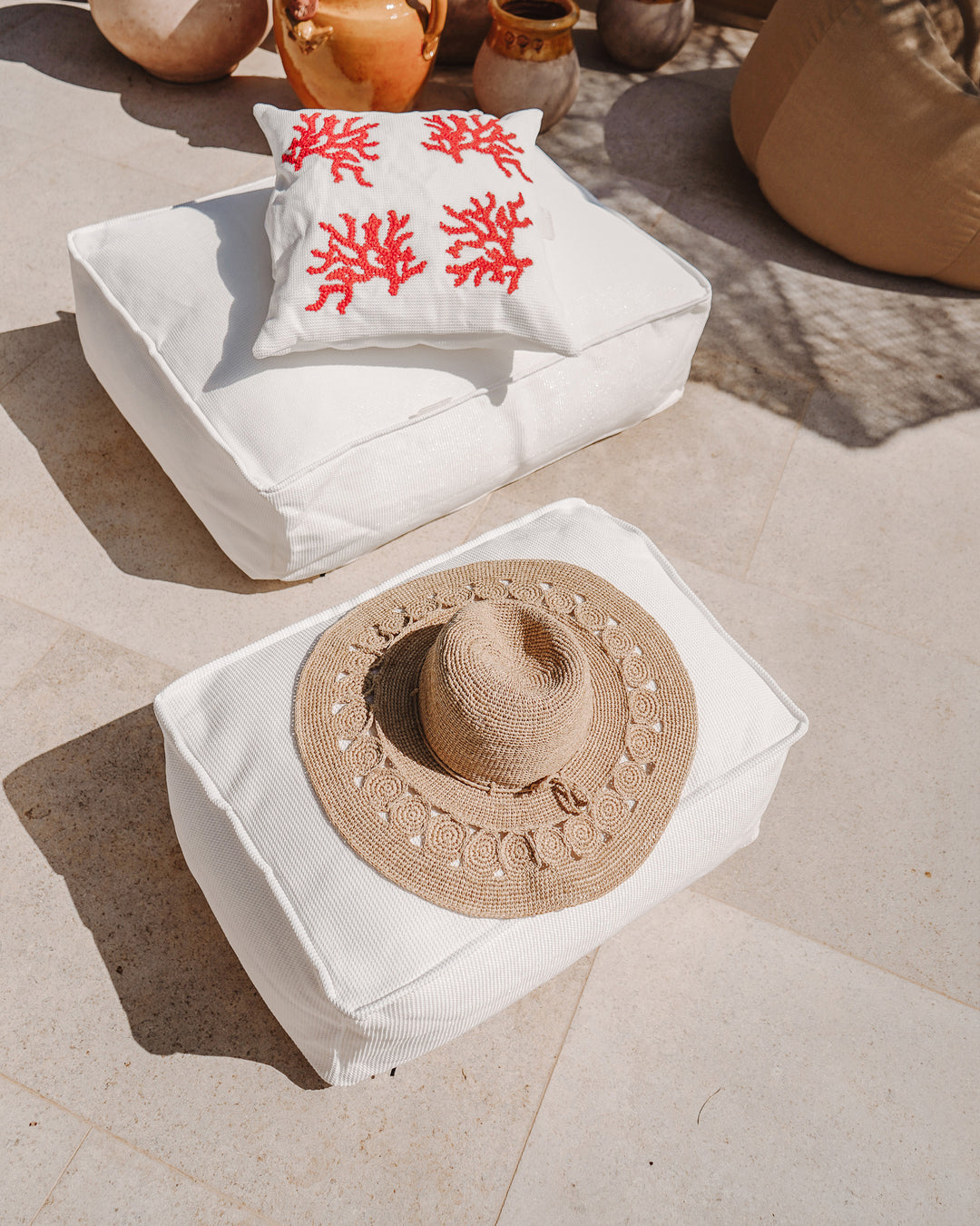 Coussins de sol - Effet raphia ou blanc - MXHOME