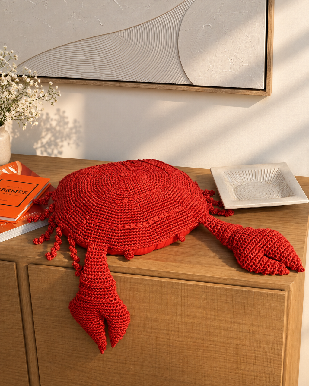 Coussin crabe crochet - Rouge - Extérieur