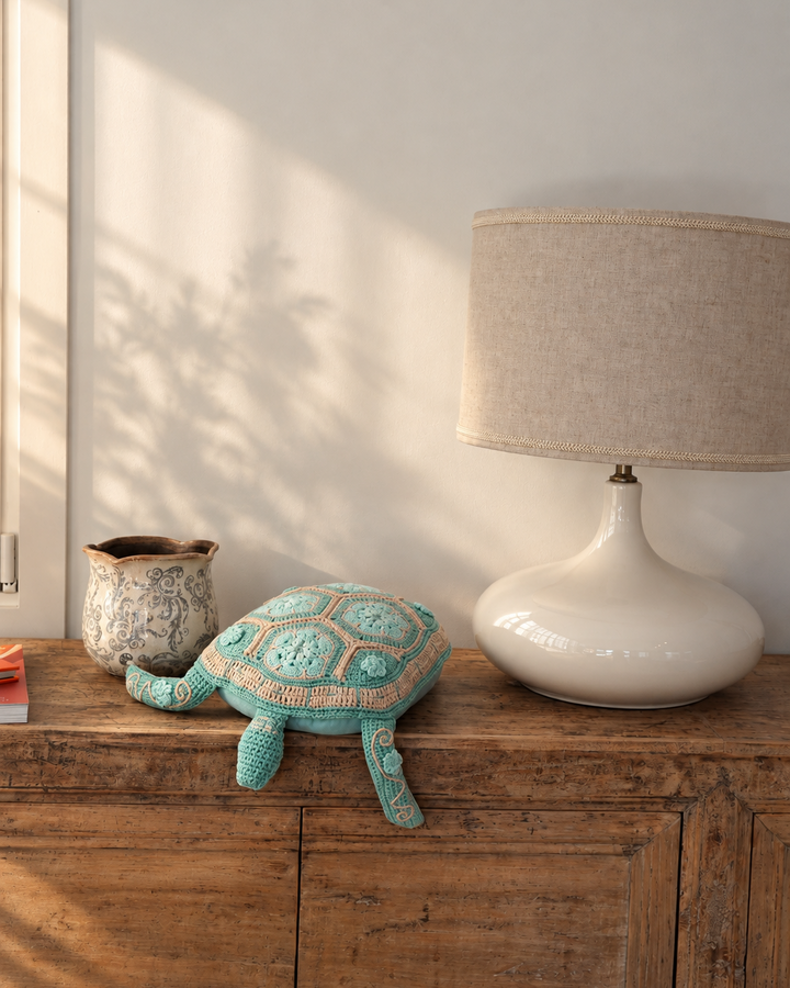 Coussin tortue crochet - Turquoise - Intérieur