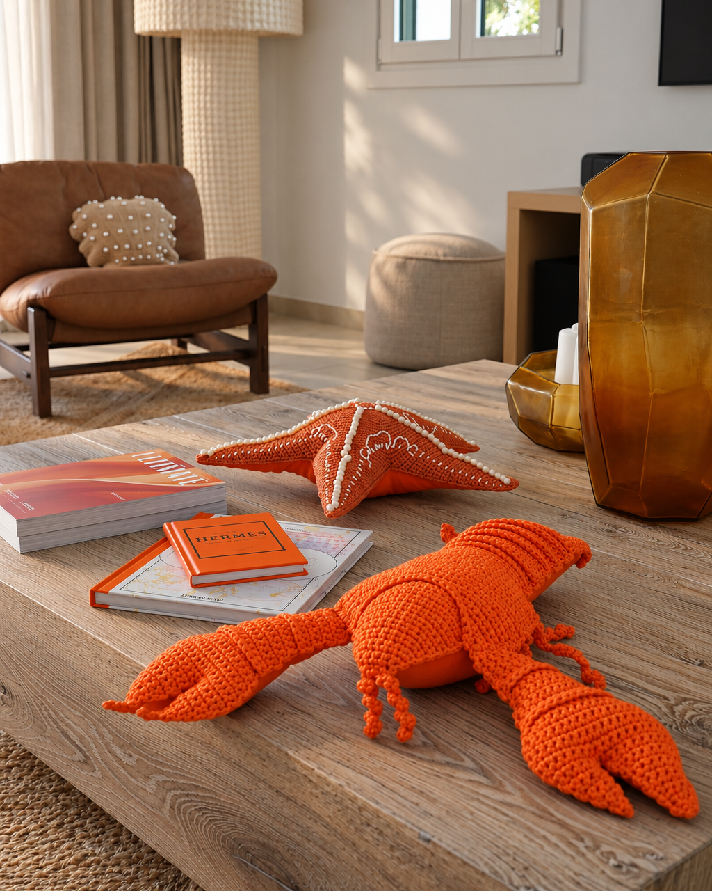 Coussin homard crochet - Orange - Extérieur