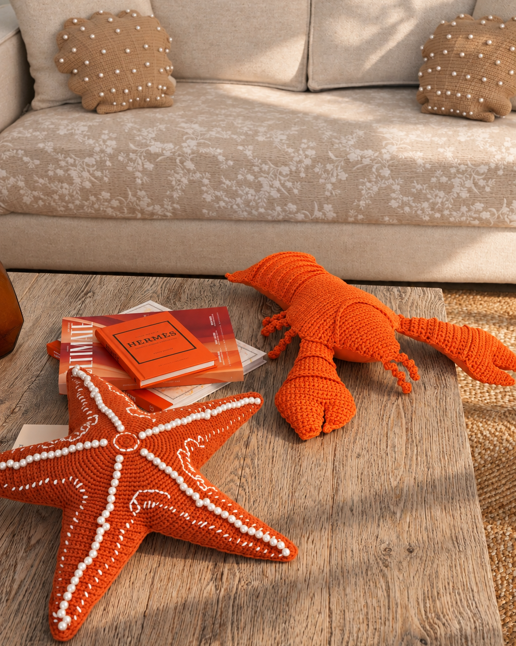 Coussin homard crochet - Orange - Extérieur
