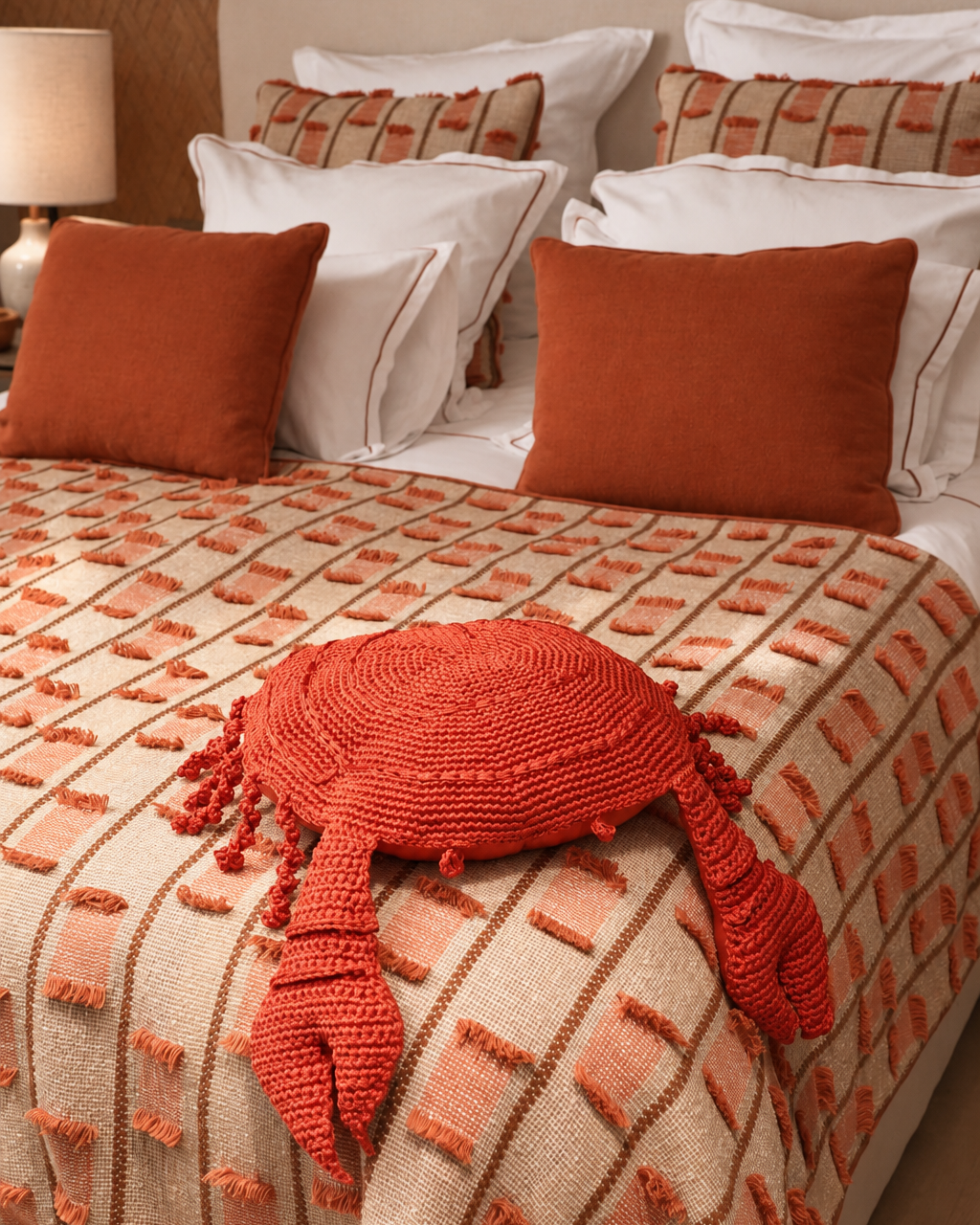 Coussin crabe crochet - Rouge - Extérieur