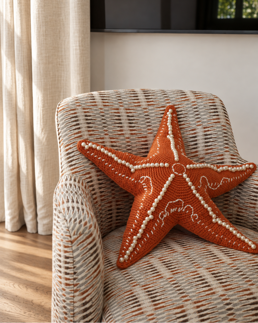 Coussin étoile de mer crochet - Orange - Intérieur