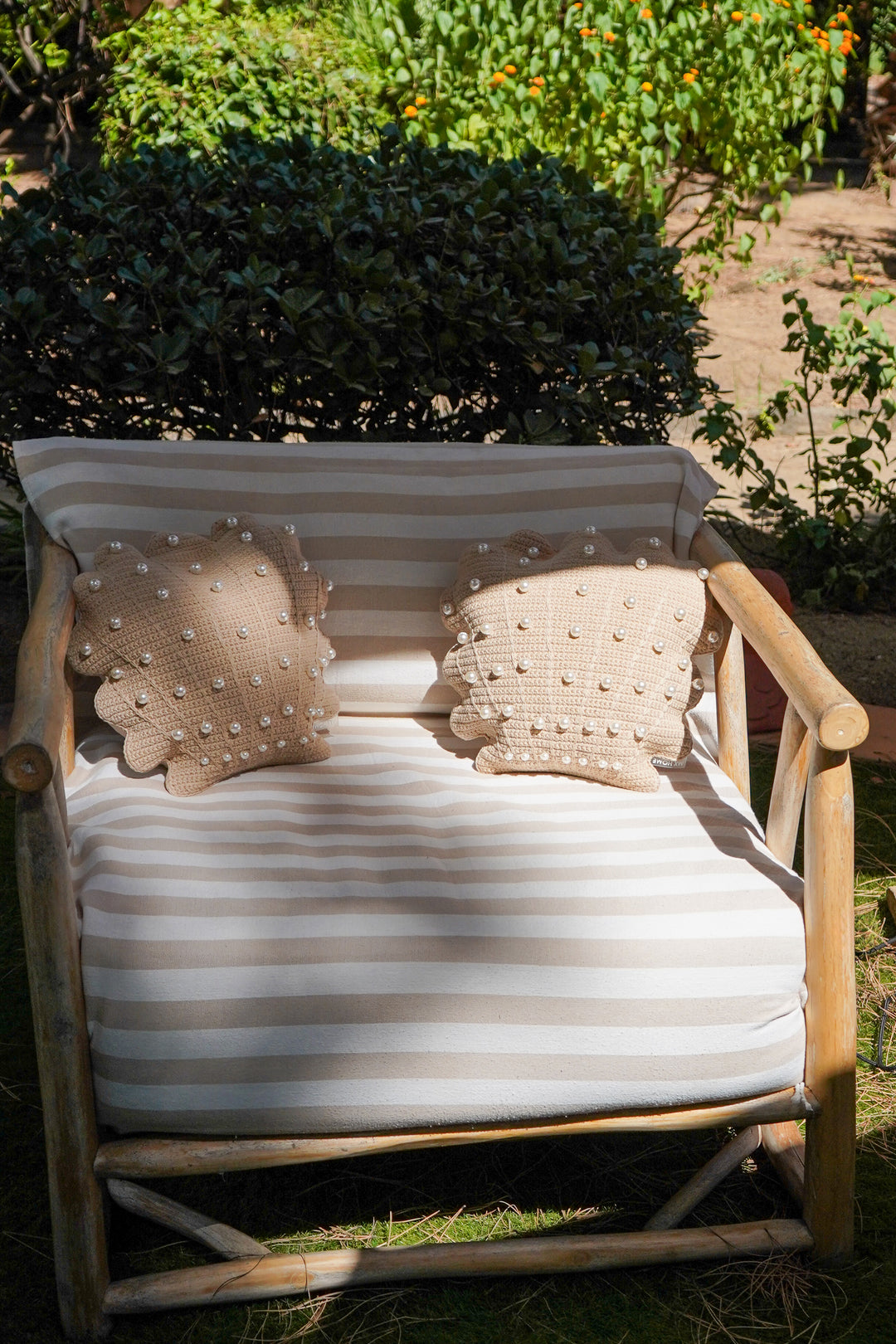 Cuscino conchiglia all'uncinetto - Beige - Interno