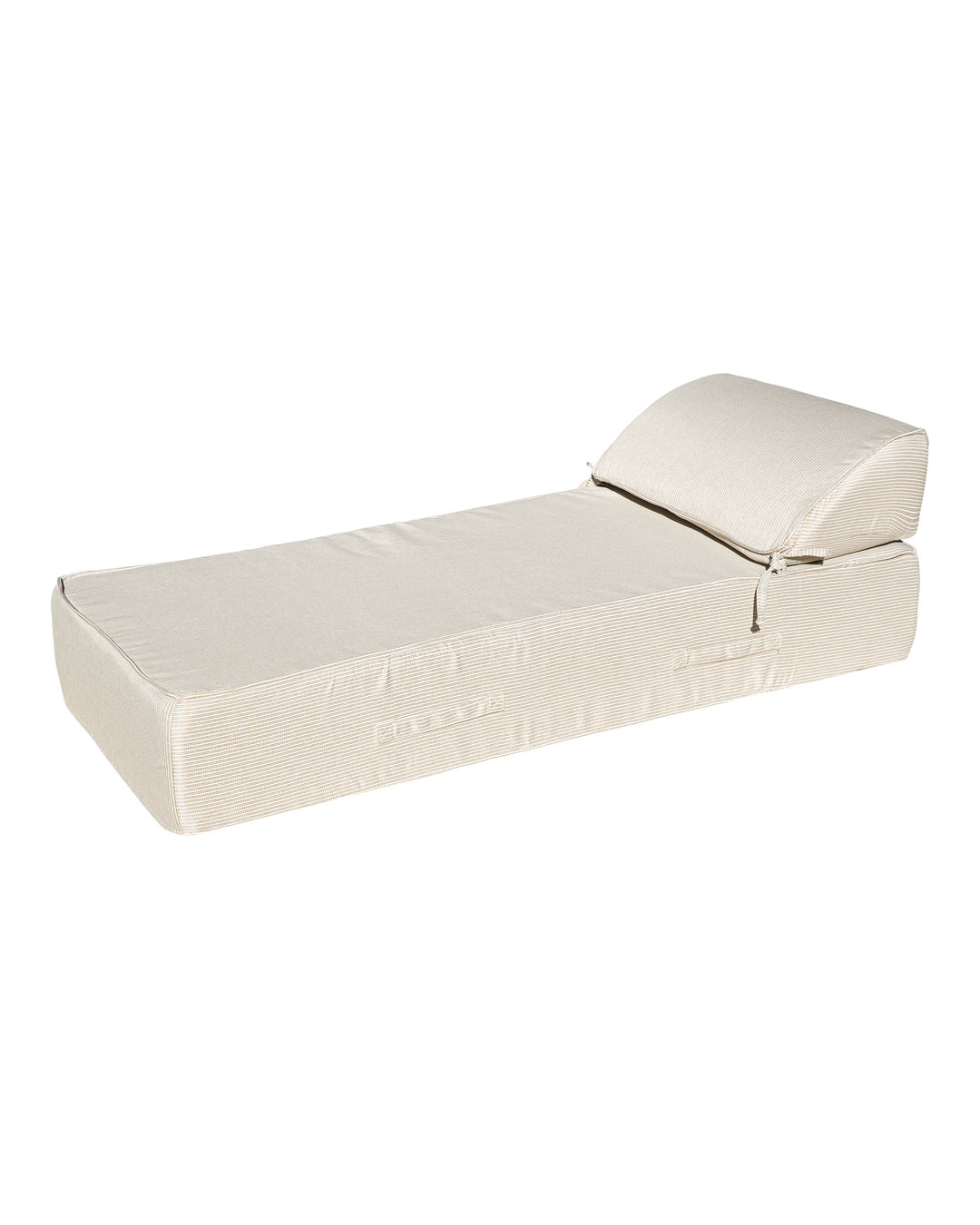 Lit 1 place en mousse - Tissu natté - Blanc et beige - MXHOME