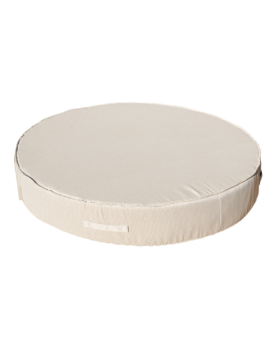 Lit rond en mousse - Tissu natté - Blanc et beige - MXHOME