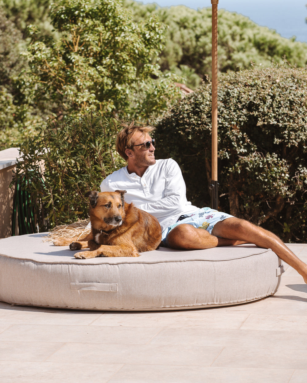 Lit rond en mousse - Effet lin - MXHOME