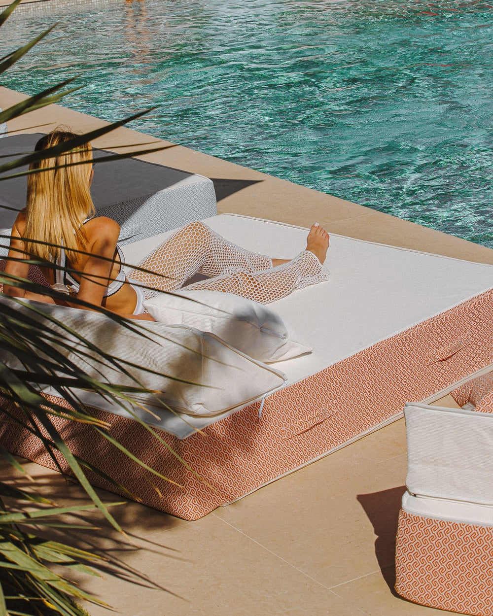 Lit 2 places mousse blanc et orange - Extérieur - MXHOME