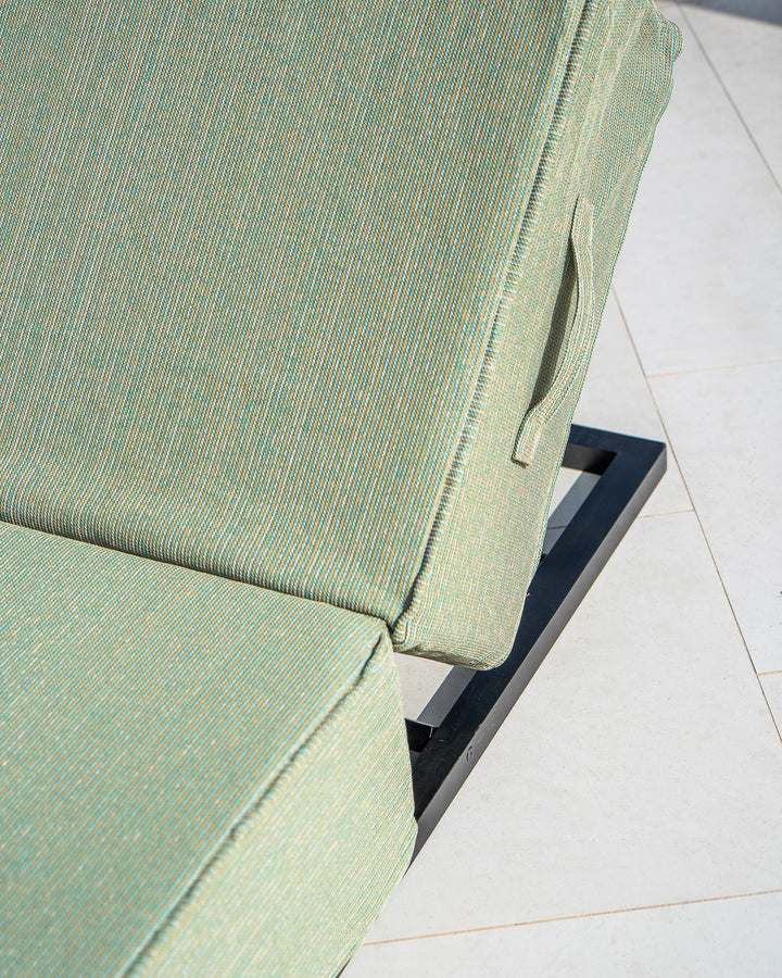 Lit bain de soleil - Structure complète réglable beige ou noir - Vert raphia - MXHOME