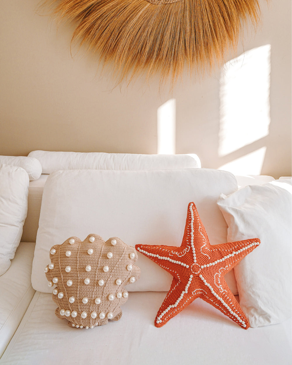 Coussin coquillage crochet - Beige - Intérieur - MXHOME