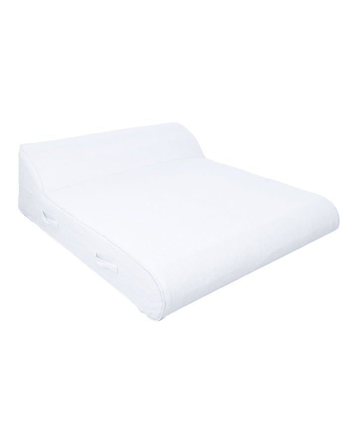 Lit bain de soleil 2 places avec têtière intégrée - Beige ou blanc raphia