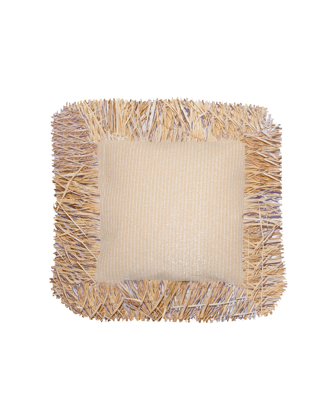Coussin effet raphia avec franges - Extérieur - MXHOME