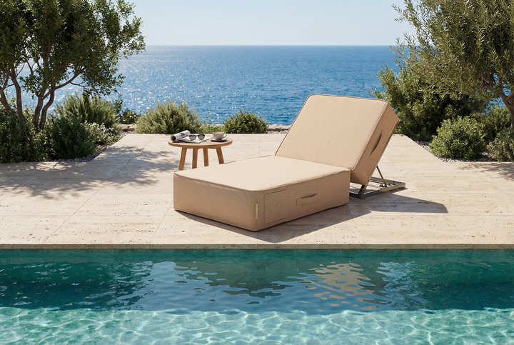 Lit bain de soleil - Structure dossier réglable beige ou noir - Beige raphia - MXHOME
