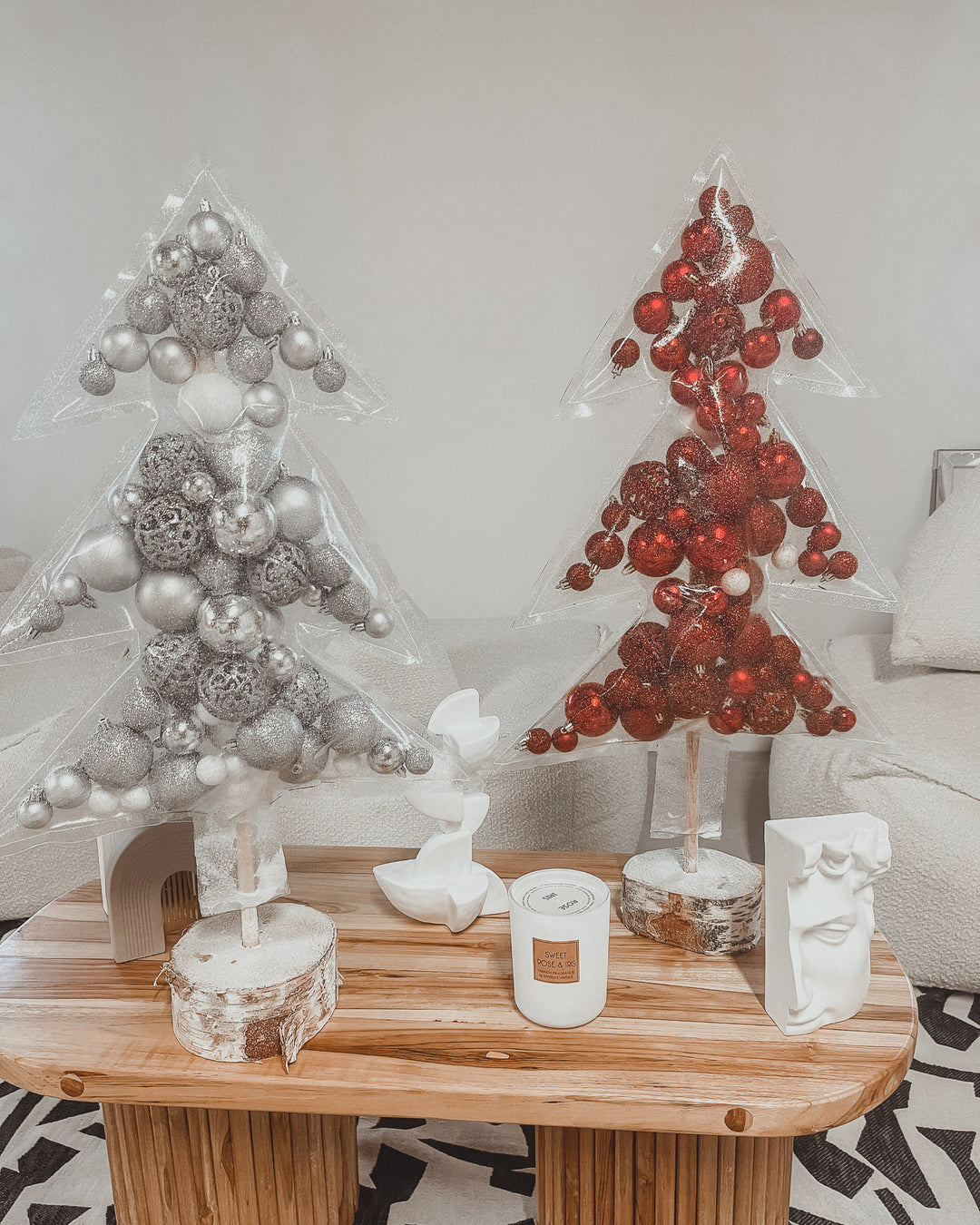 Red christmas tree - transparent pvc - 70 cm