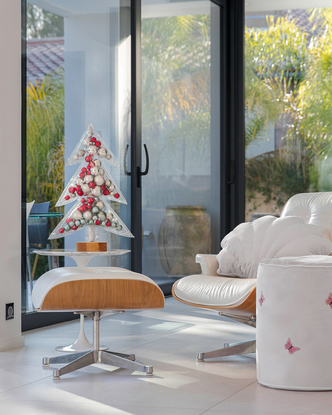 Red christmas tree - transparent pvc - 70 cm