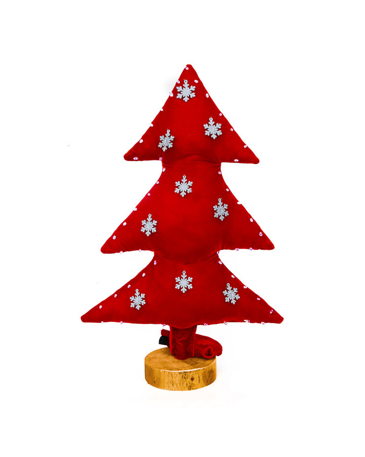 Leuchtender Weihnachtsbaum – Samt und Silberflocken – 70 cm